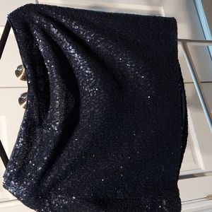 NWT Gap navy blue sequined mini zip up skirt 12